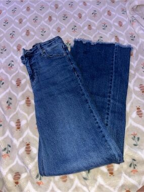BCBGeneration Dark Blue Flared Jeans with Raw Hem